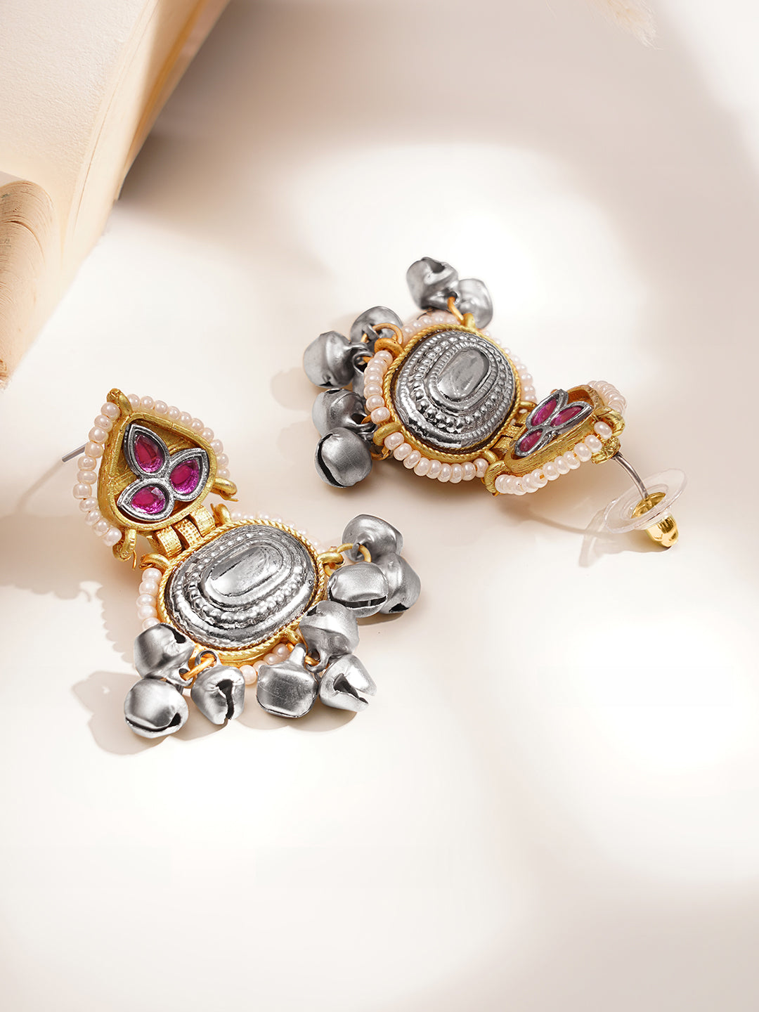 Festive Ready Oxidised Ruby Drop Earrings フリーサイズ