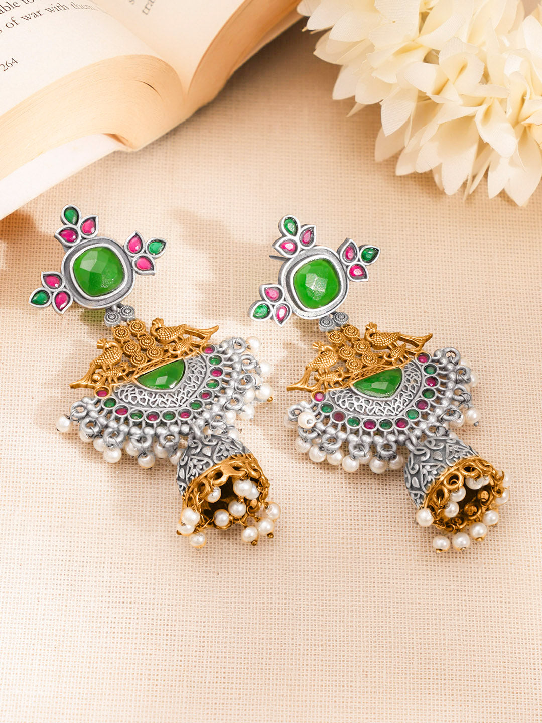 Majestic Glow Statement Jhumka Earrings Length - 9 cm