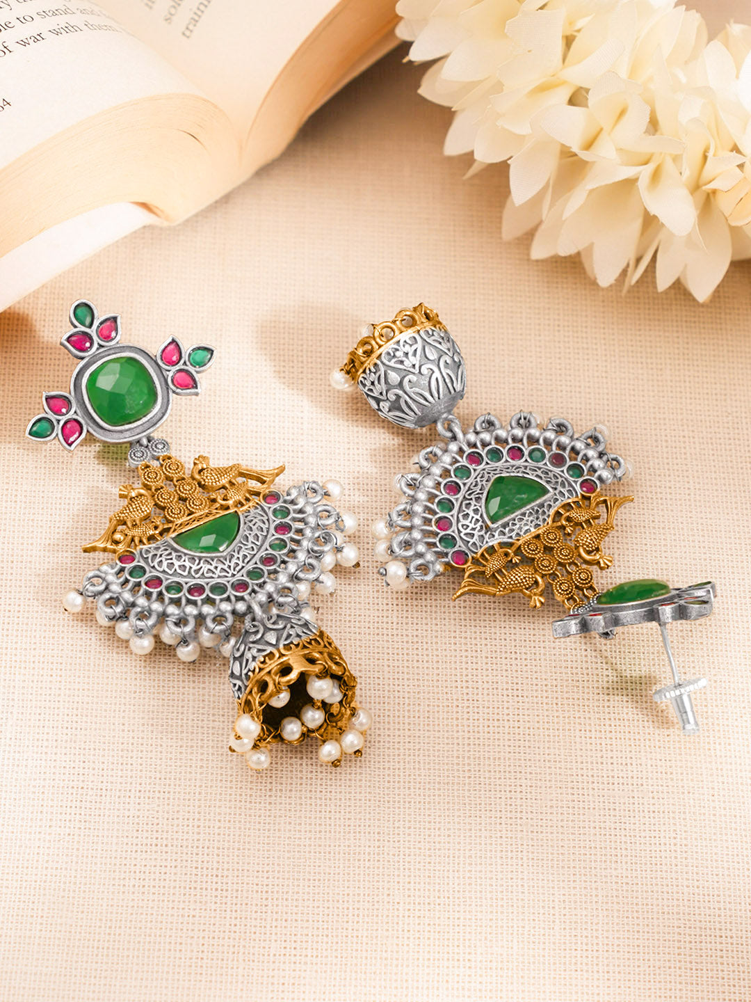 Majestic Glow Statement Jhumka Earrings Length - 9 cm