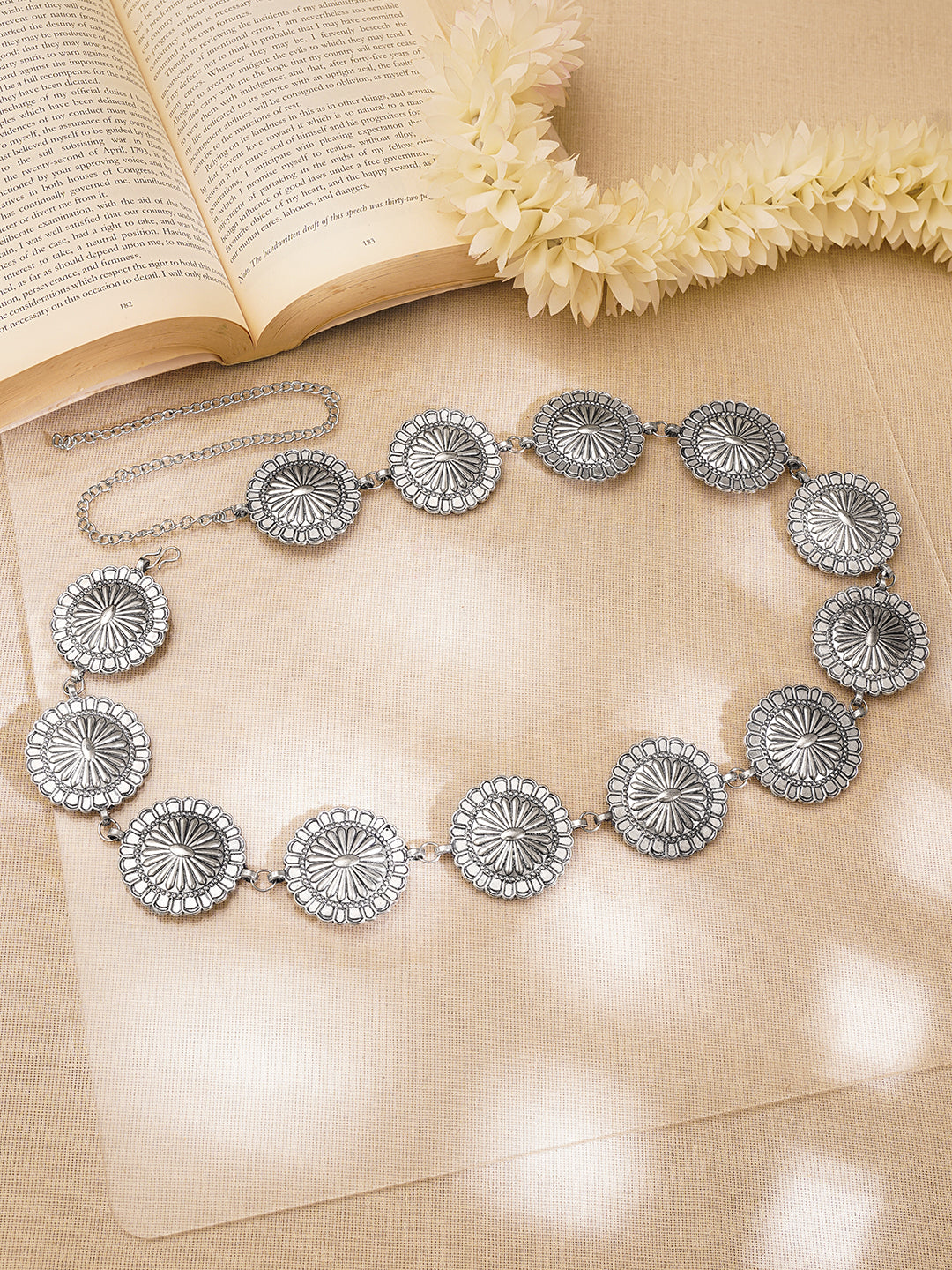 Oxidised Coin Disc Waist Chain Belt フリーサイズ
