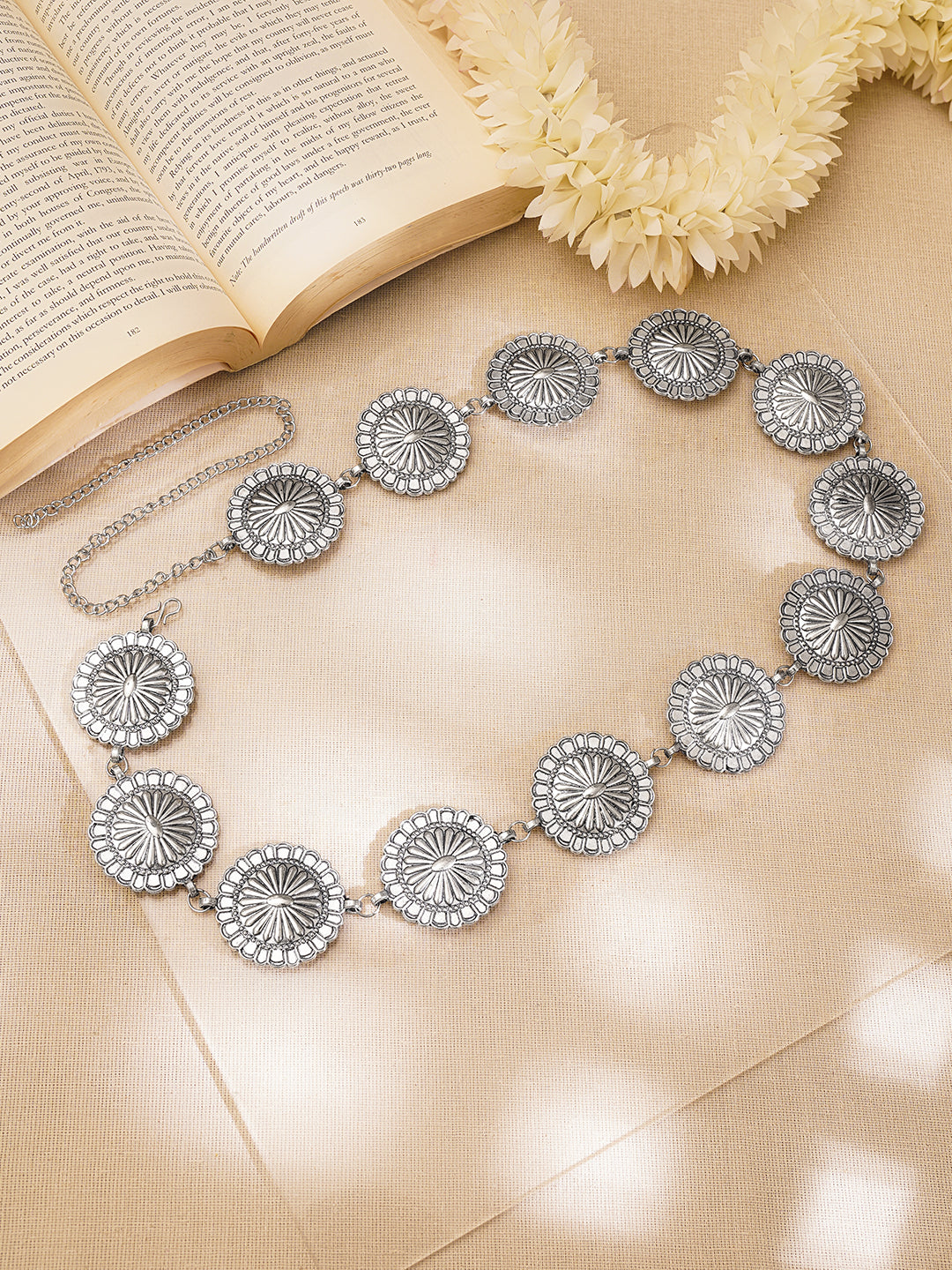 Oxidised Coin Disc Waist Chain Belt フリーサイズ