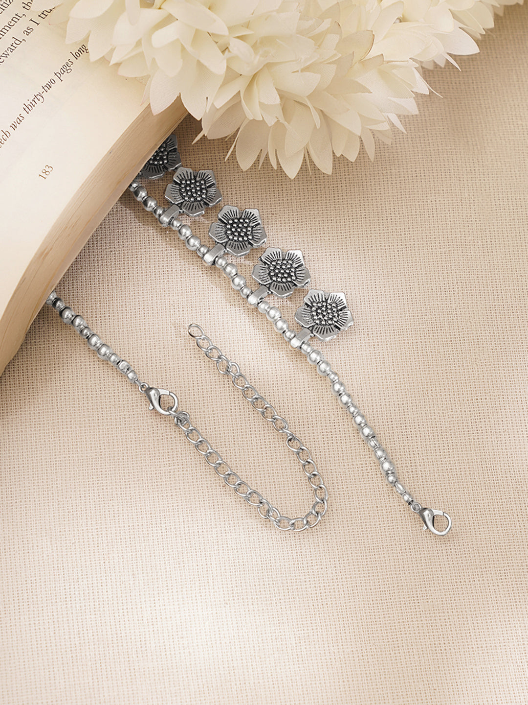 【Rubans】 Oxidised Silver Floral Kamarband Waist Chain｜オキシダイズドシルバー フローラル カマルバンド（ウエストチェーン）