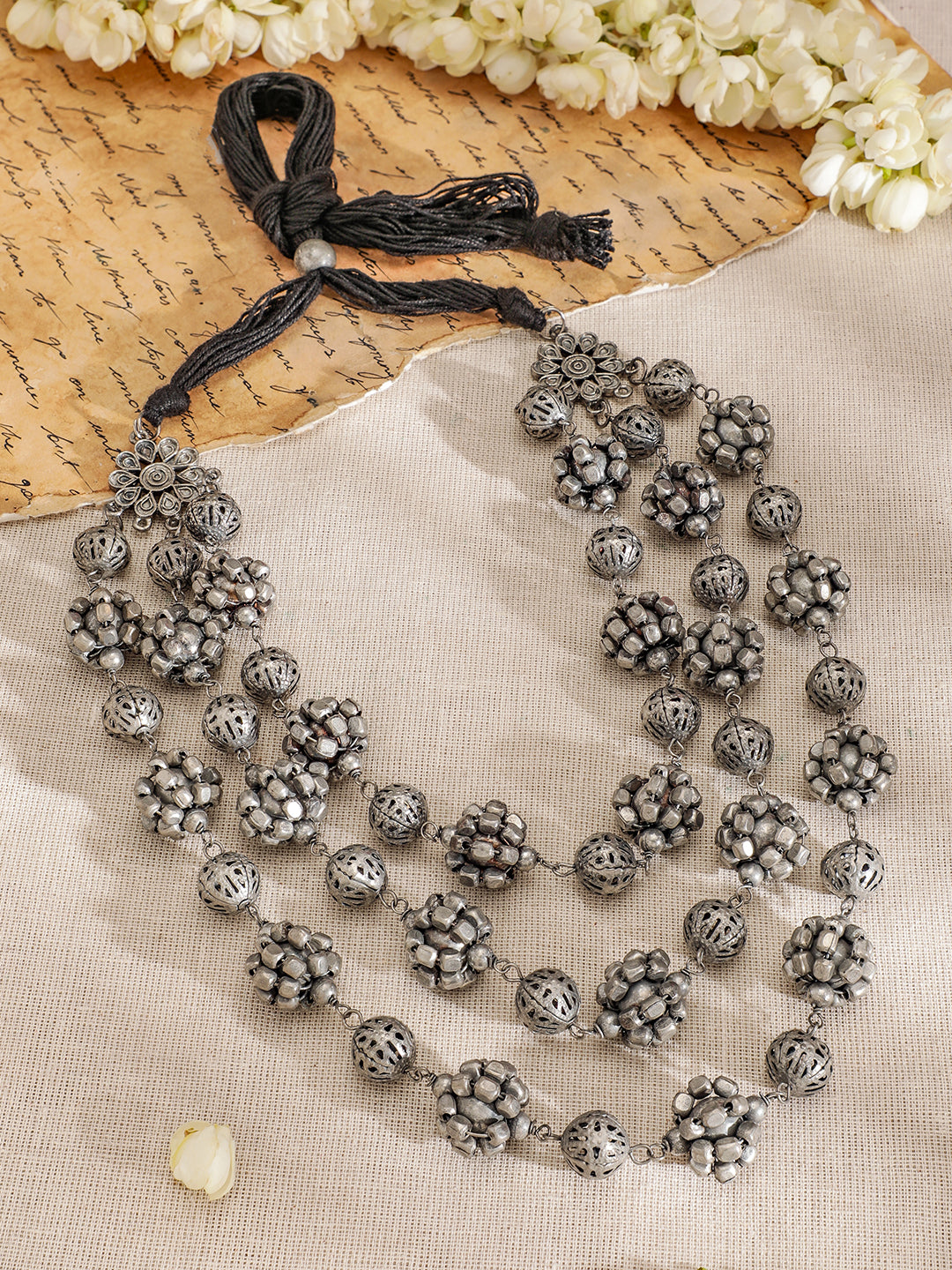 Tribal Aura Oxidised Statement Necklace Silver