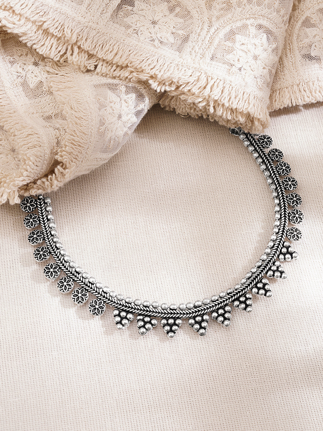 Oxidised Floral Statement Necklace フリーサイズ