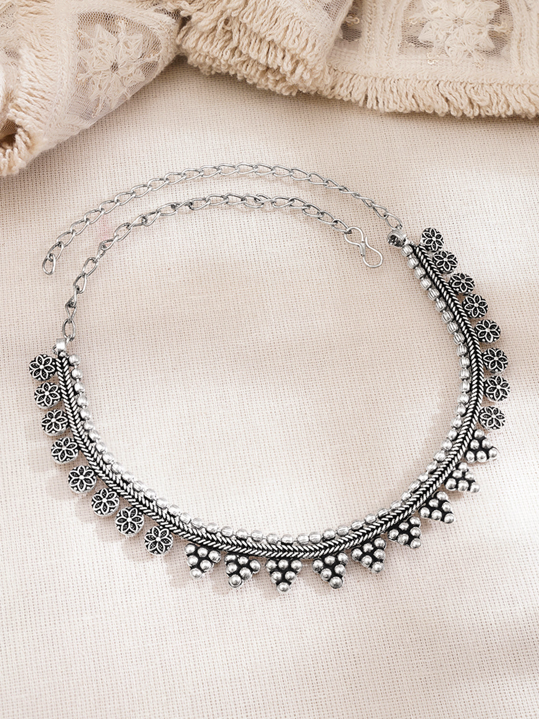 Oxidised Floral Statement Necklace フリーサイズ