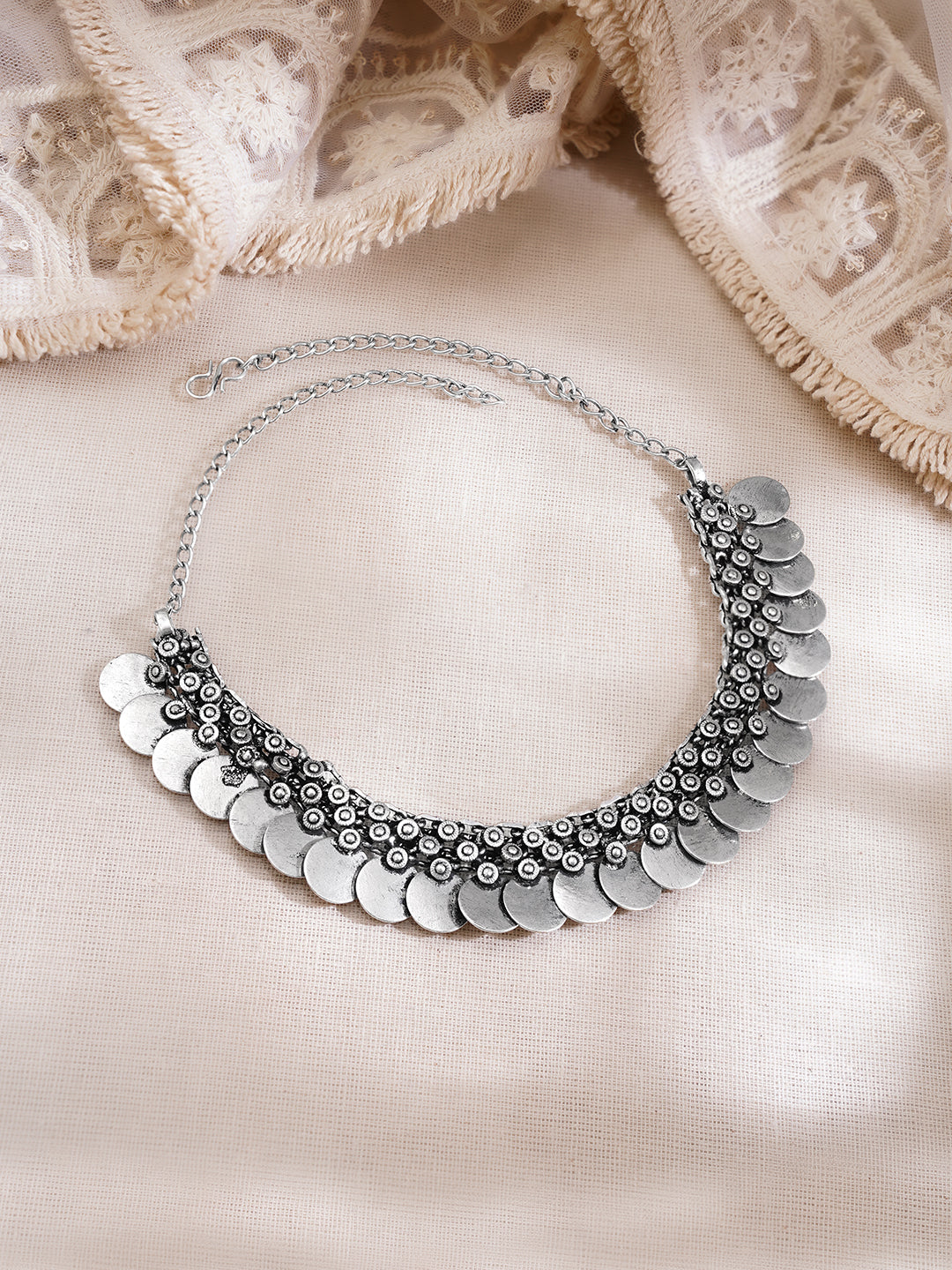Vintage Oxidised Coin Charm Necklace フリーサイズ