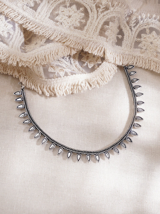 Oxidised Drop Detail Statement Necklace Length - 19 cm
