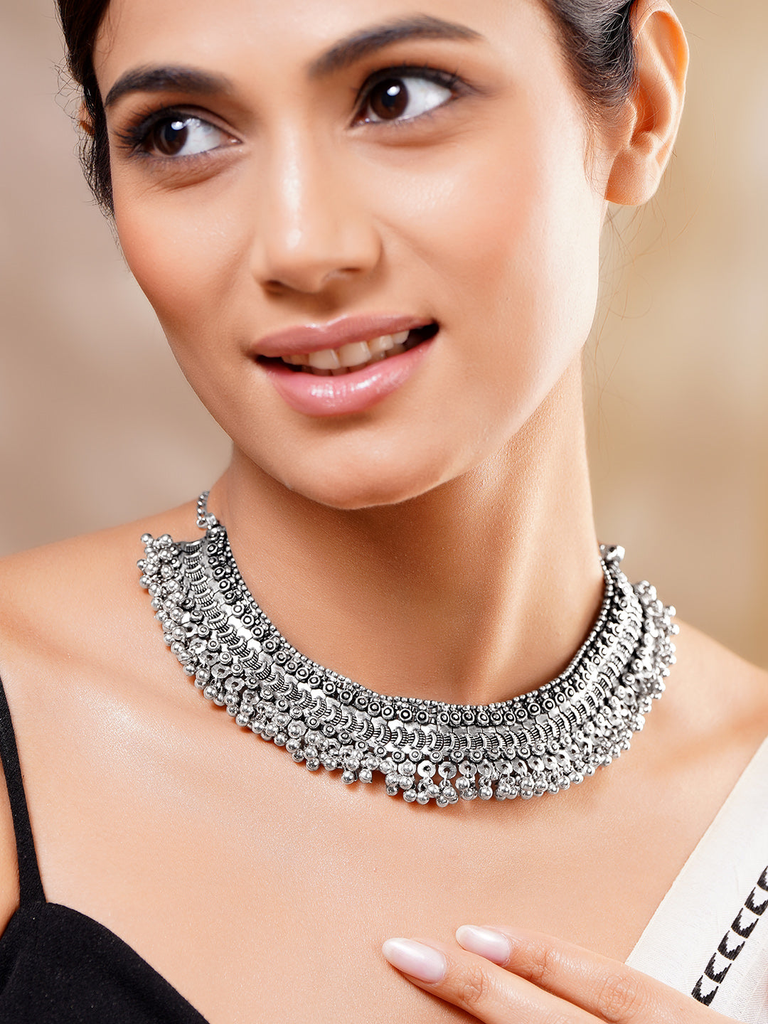 Premium Oxidised Tribal Glam Necklace フリーサイズ
