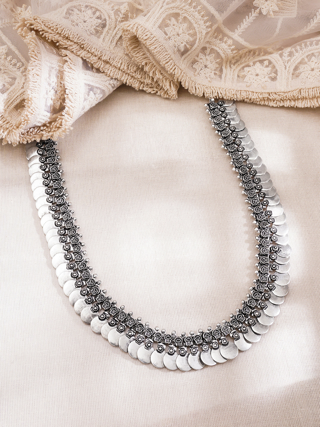 Oxidised Long Tribal Statement Necklace フリーサイズ