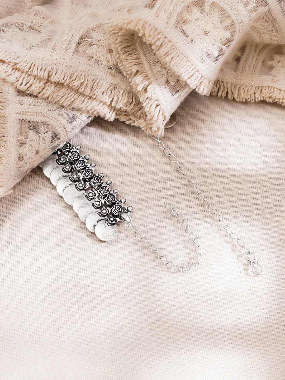 Oxidised Long Tribal Statement Necklace フリーサイズ