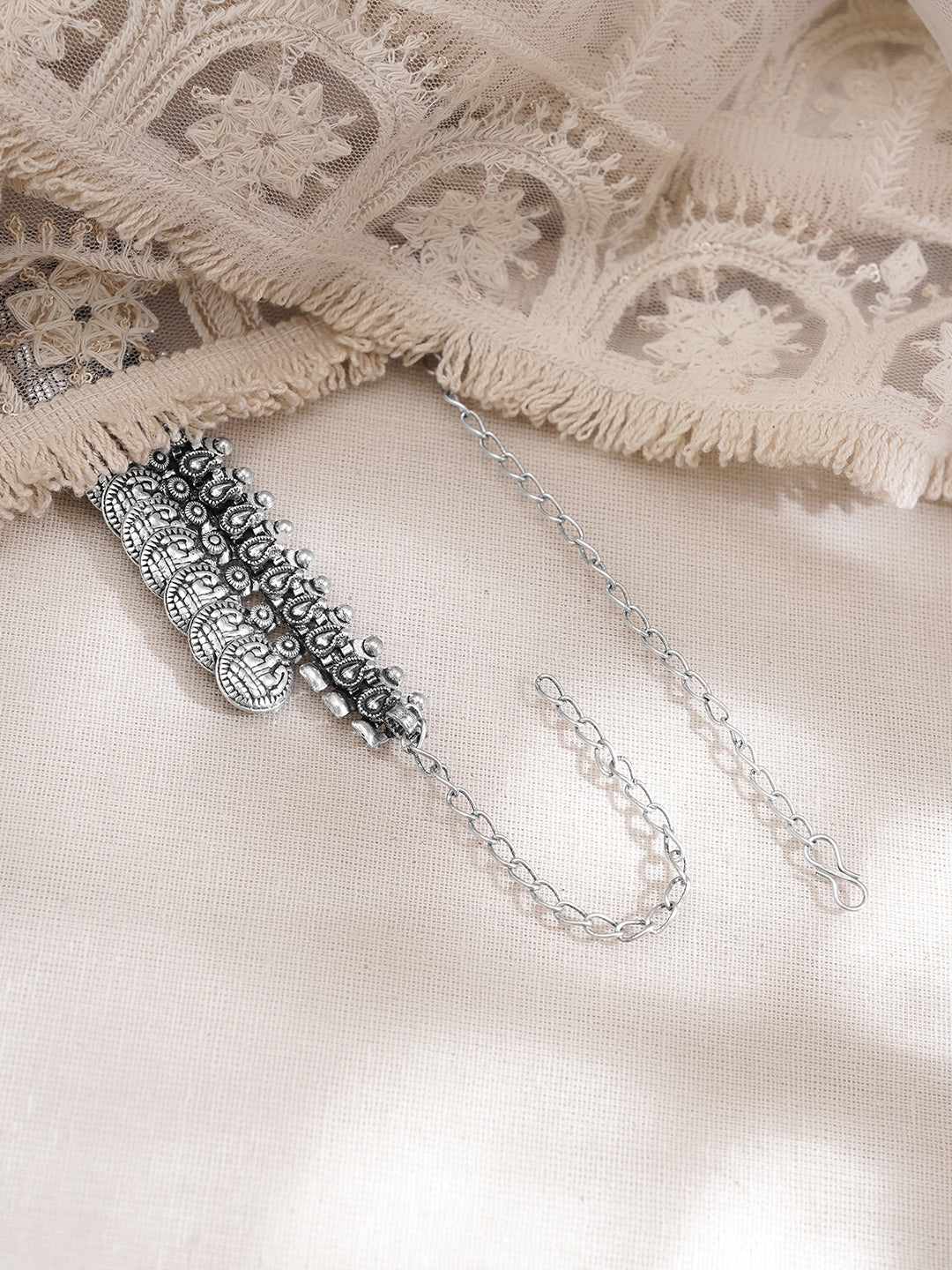 Oxidised Layered Coin Statement Necklace フリーサイズ