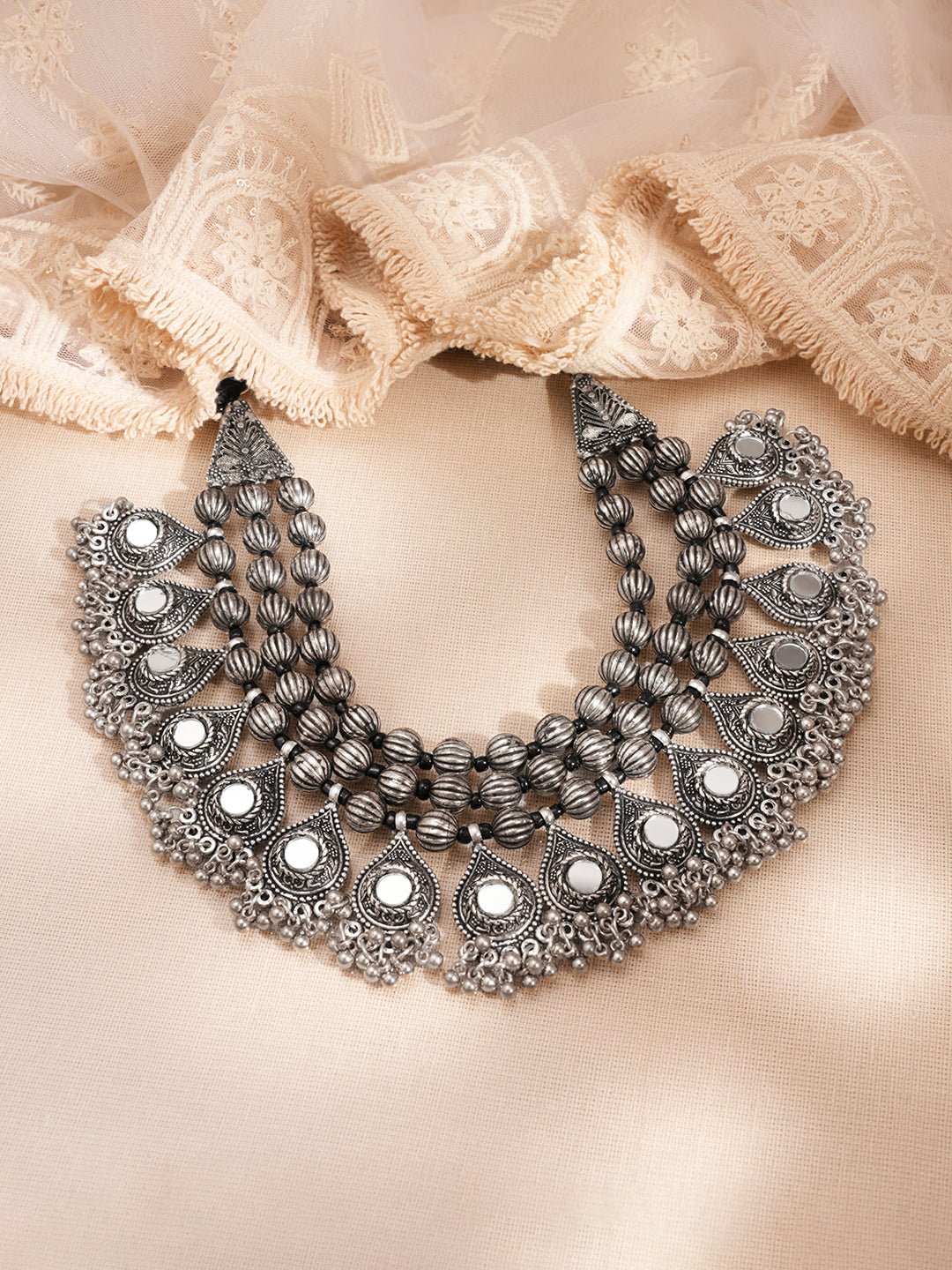 Antique Gold Layered Statement Necklace Length -19 cm