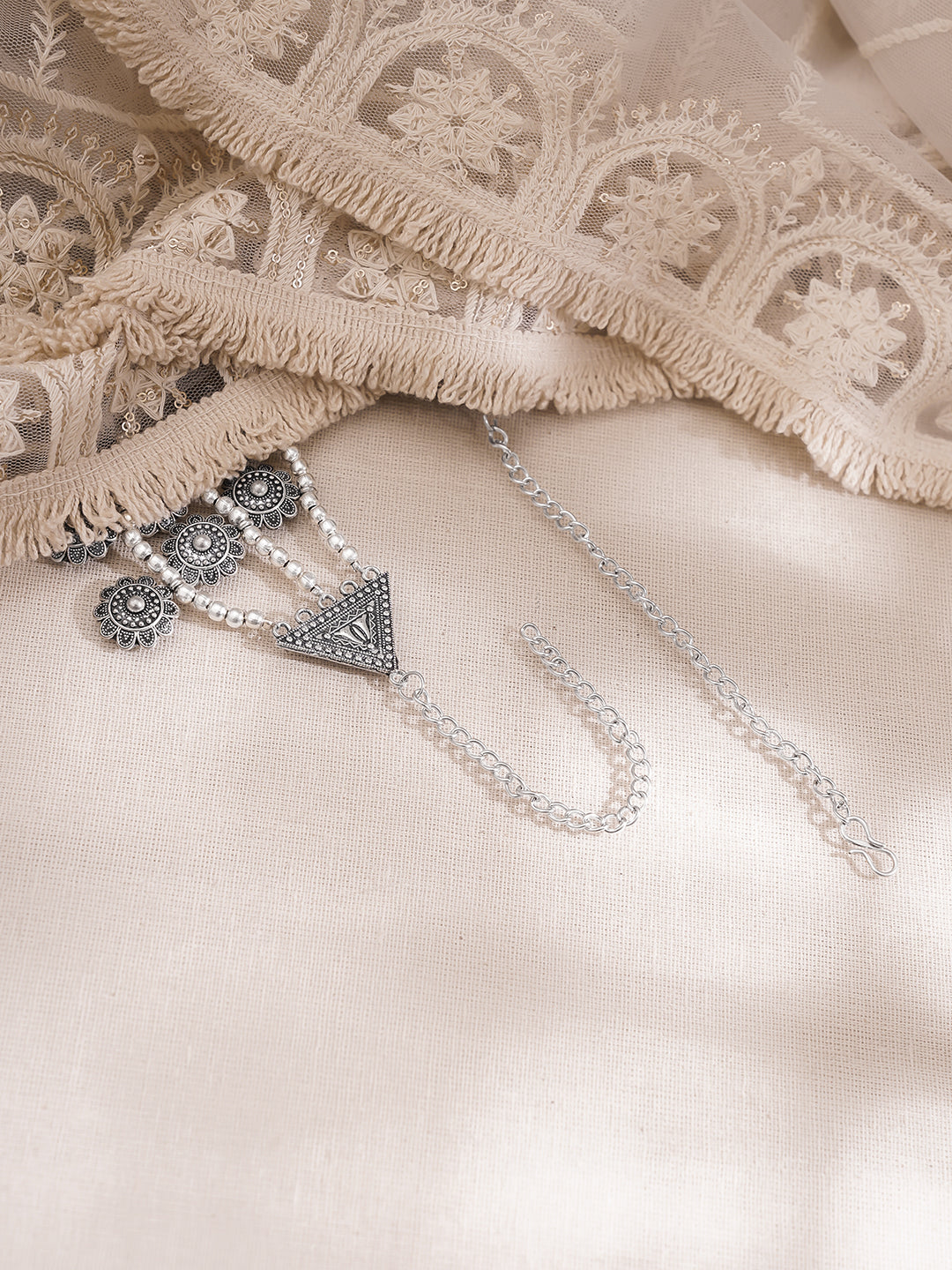 Oxidised Coin Detail Statement Necklace フリーサイズ
