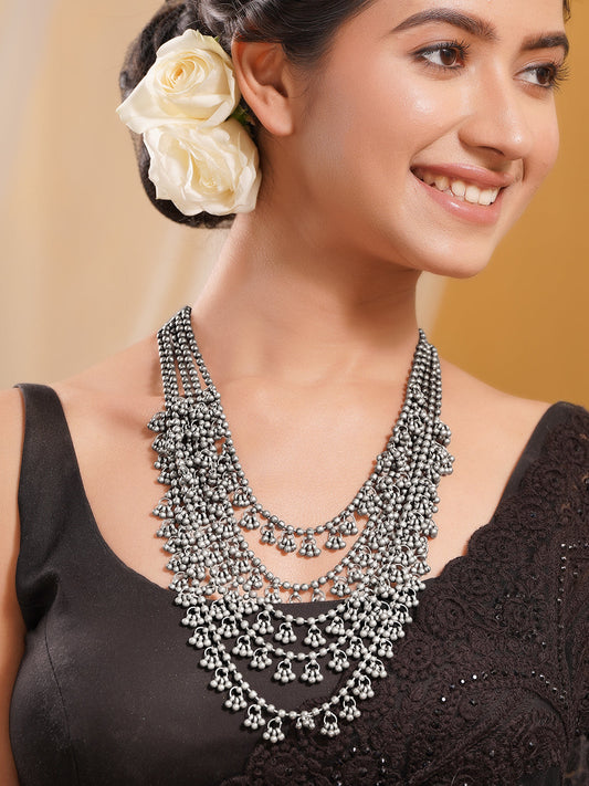 Bold Oxidised Ghungroo Layered Necklace フリーサイズ