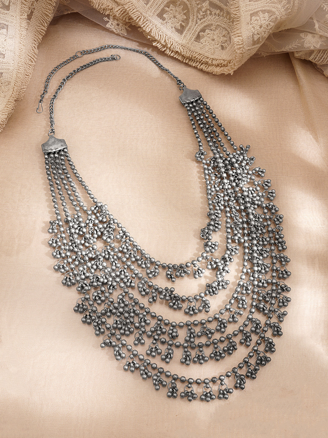 Bold Oxidised Ghungroo Layered Necklace フリーサイズ