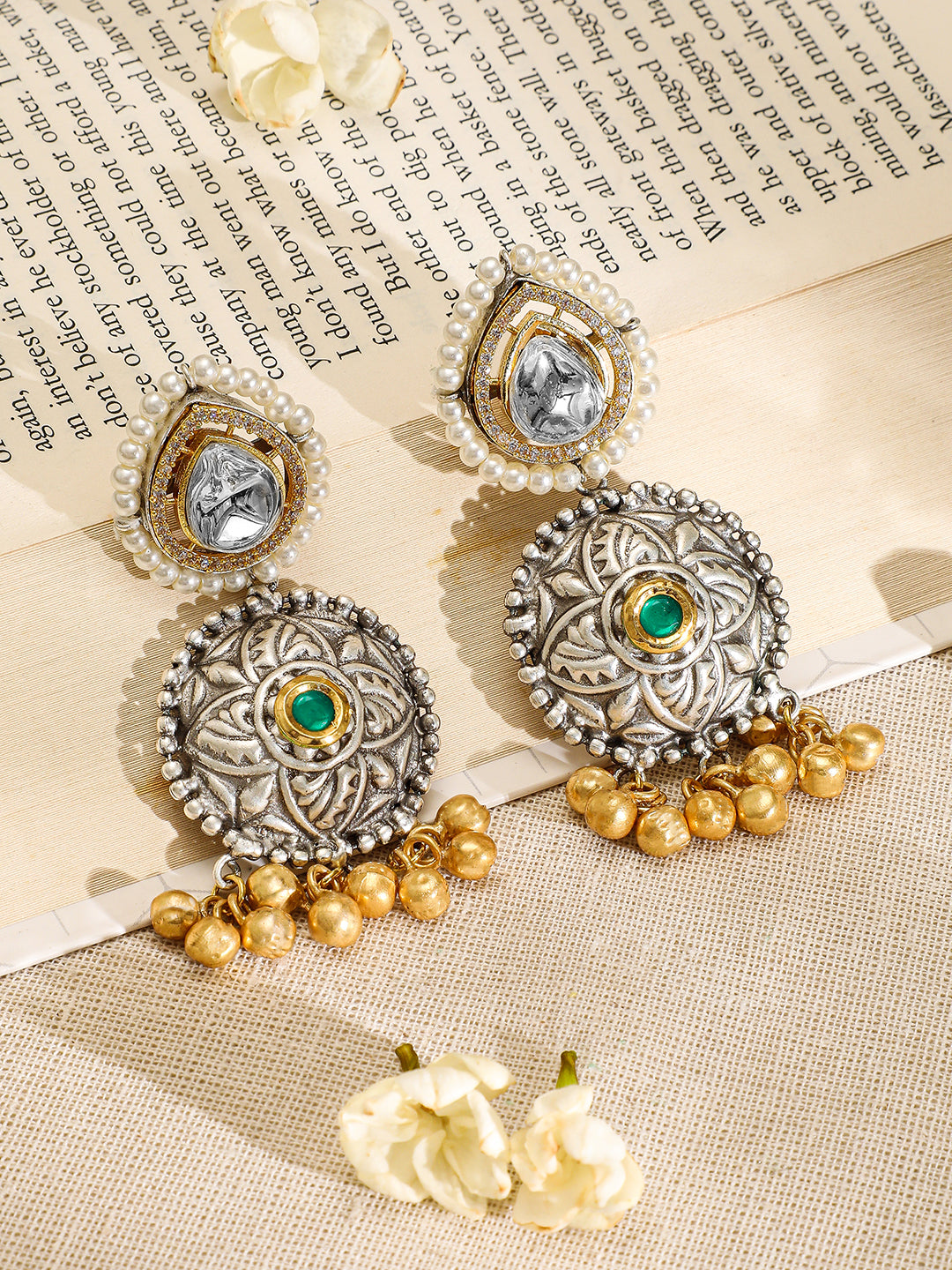 Ruby & Emerald Oxidized Choker Set Ruby & Green