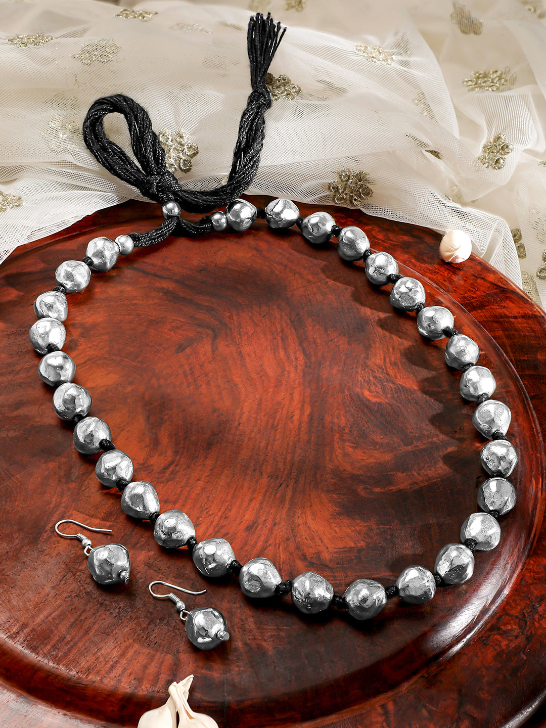 Oxidized Beaded Necklace Set フリーサイズ