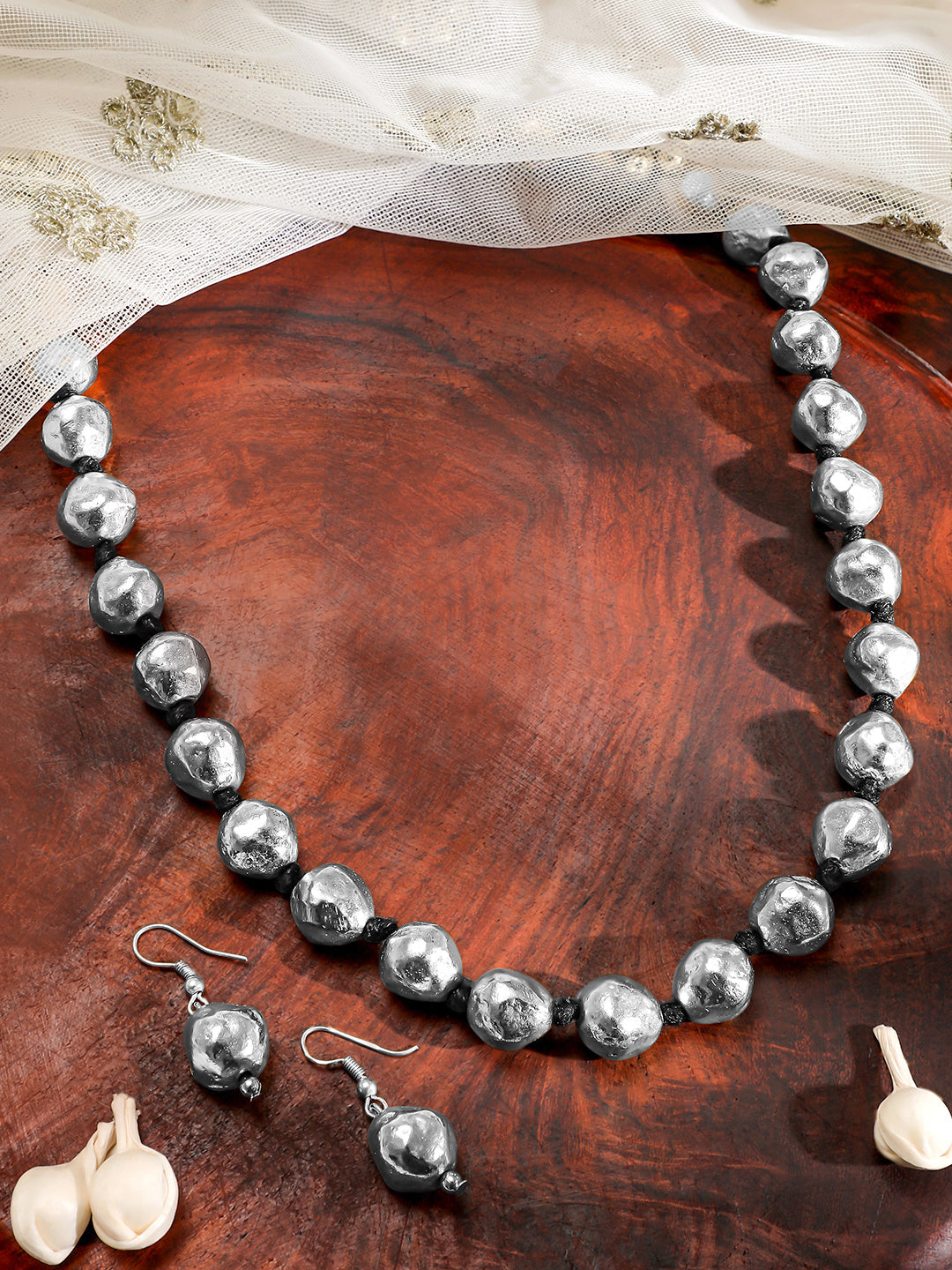 Oxidized Beaded Necklace Set フリーサイズ