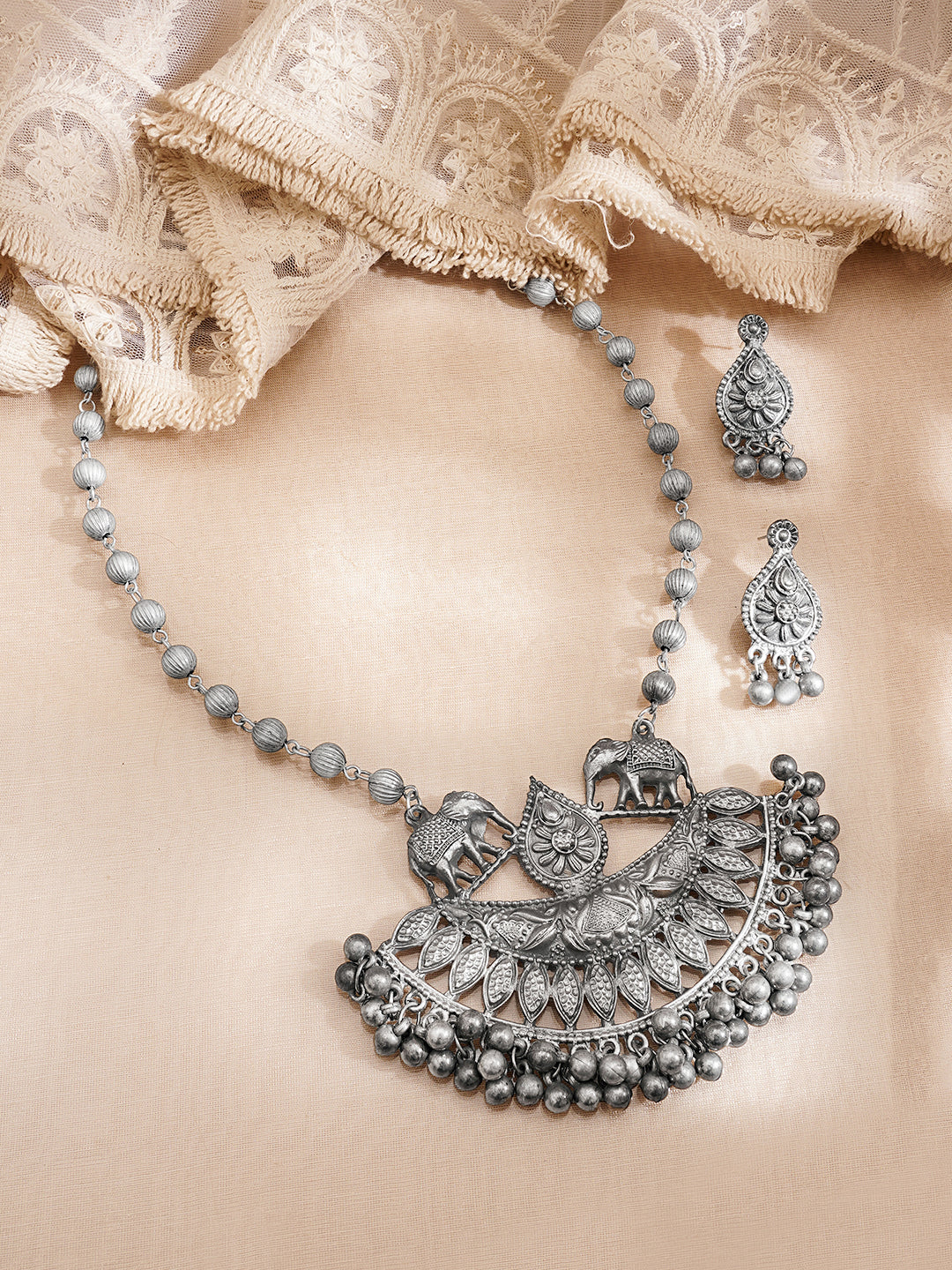 Regal Oxidised Statement Necklace フリーサイズ