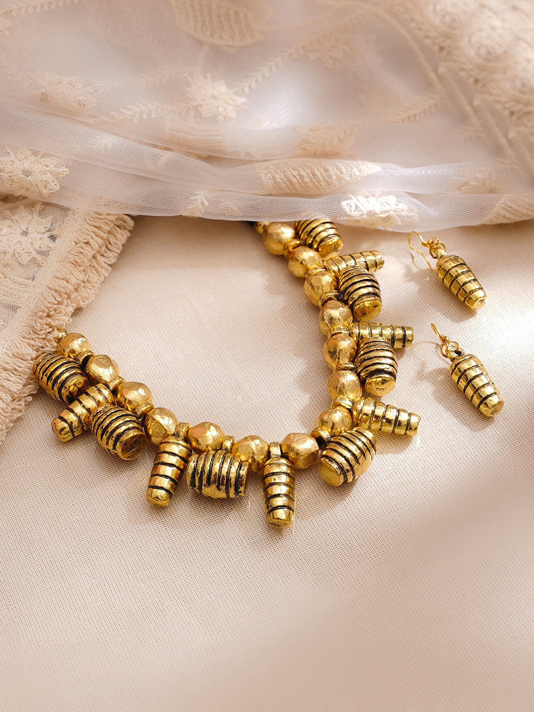 【Rubans】 Gold Plated Oxidised Tribal Necklace Set｜ゴールドメッキ オキシダイズド トライバル ネックレスセット