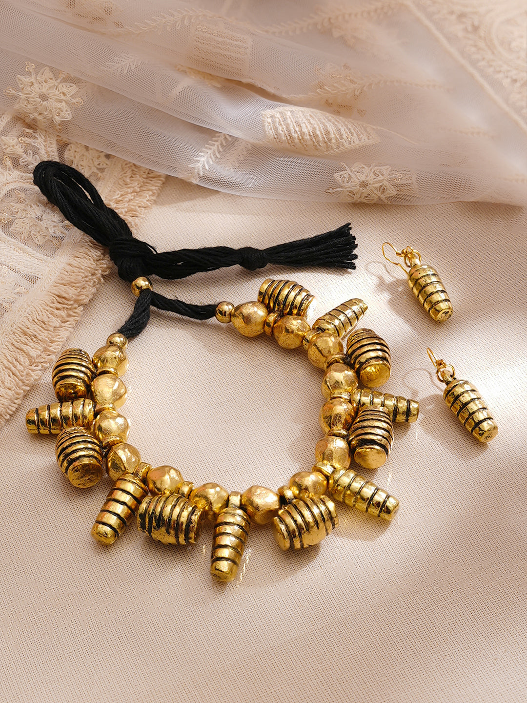 【Rubans】 Gold Plated Oxidised Tribal Necklace Set｜ゴールドメッキ オキシダイズド トライバル ネックレスセット