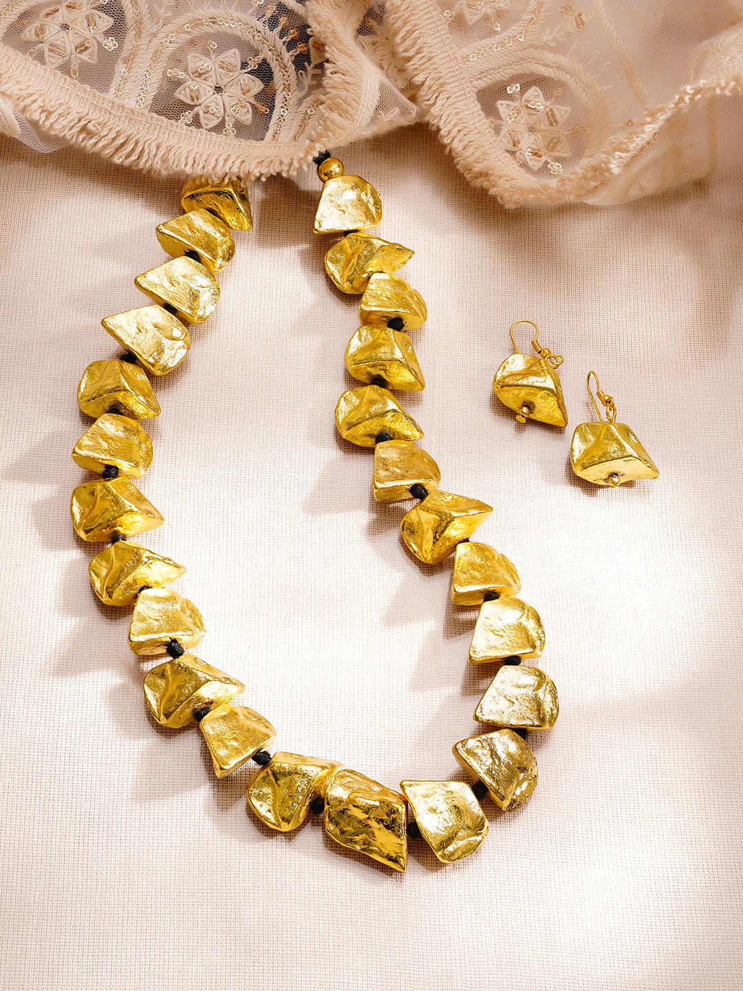 【Rubans】 Oxidised Textured Statement Necklace Set｜オキシダイズド テクスチャード ステートメント ネックレスセット