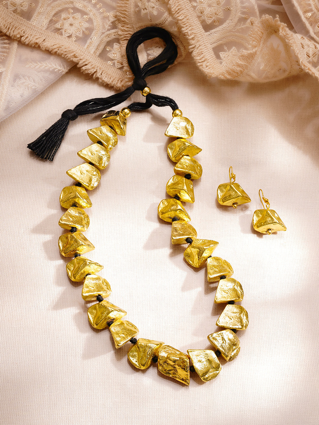 【Rubans】 Oxidised Textured Statement Necklace Set｜オキシダイズド テクスチャード ステートメント ネックレスセット