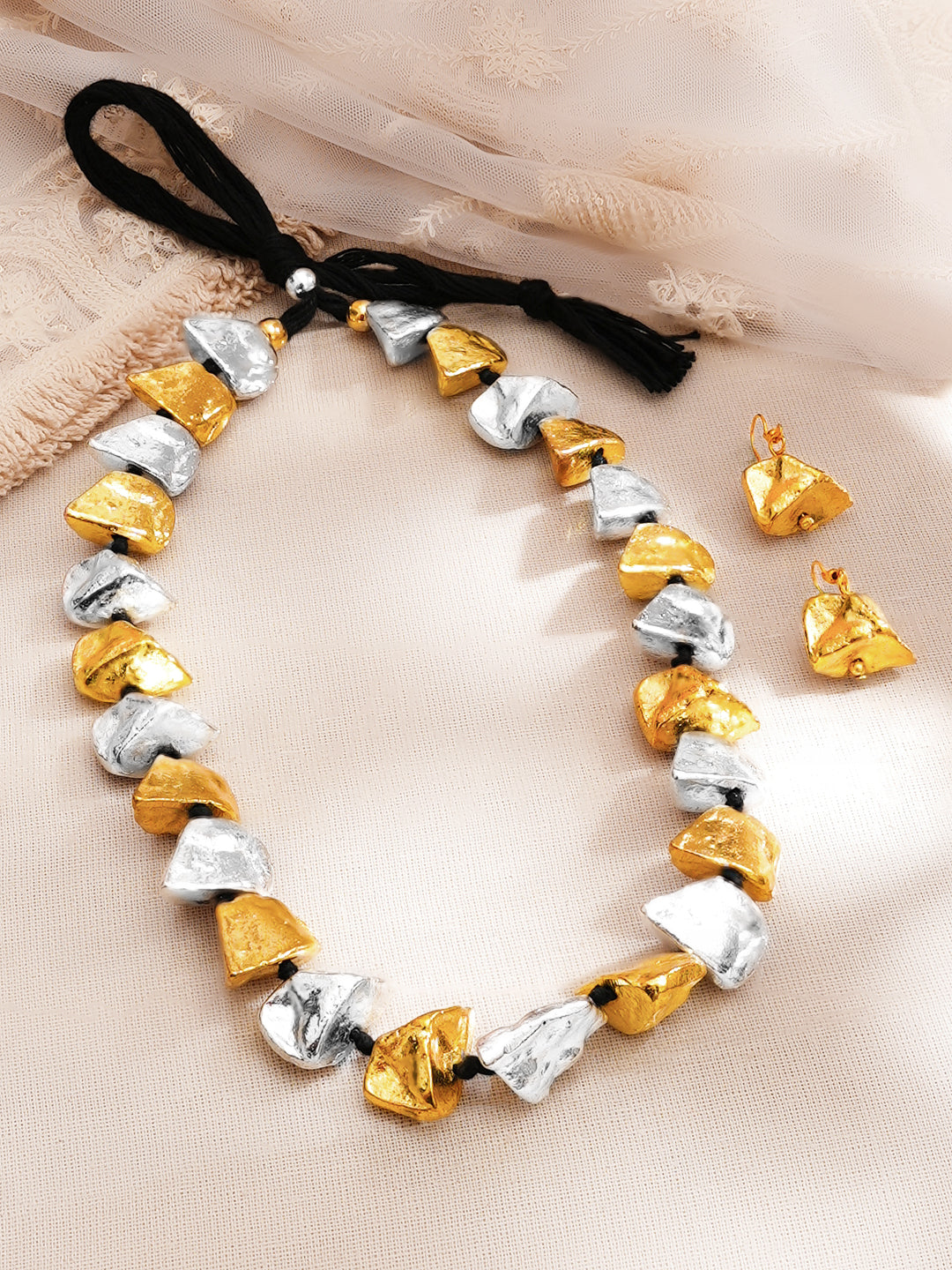 【Rubans】 Dual Toned Chunky Oxidised Necklace Set｜デュアルトーン チャンキー オキシダイズド ネックレスセット