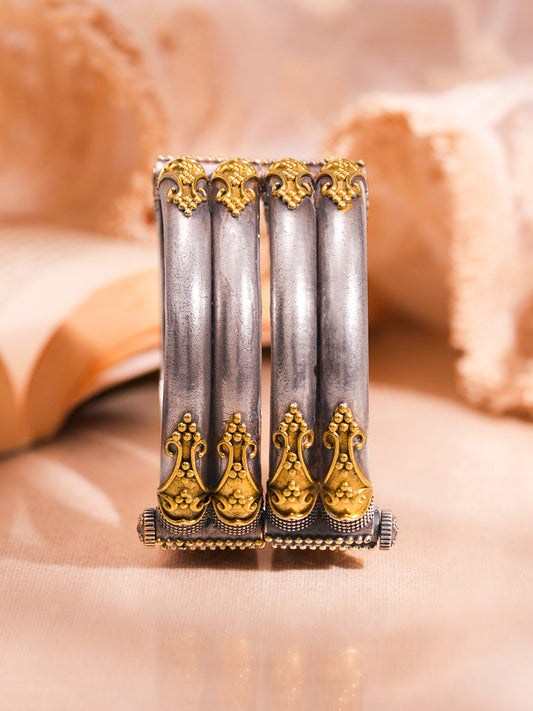 Vintage Dual Tone Statement Bangles Length - One size