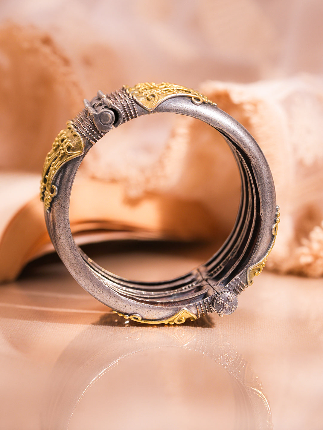Vintage Dual Tone Statement Bangles Length - One size