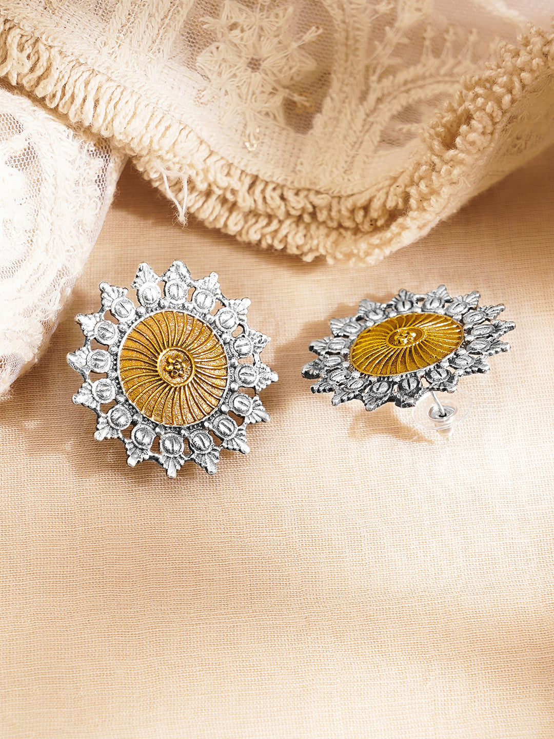 Antique Oxidised Sunburst Pendant Set フリーサイズ