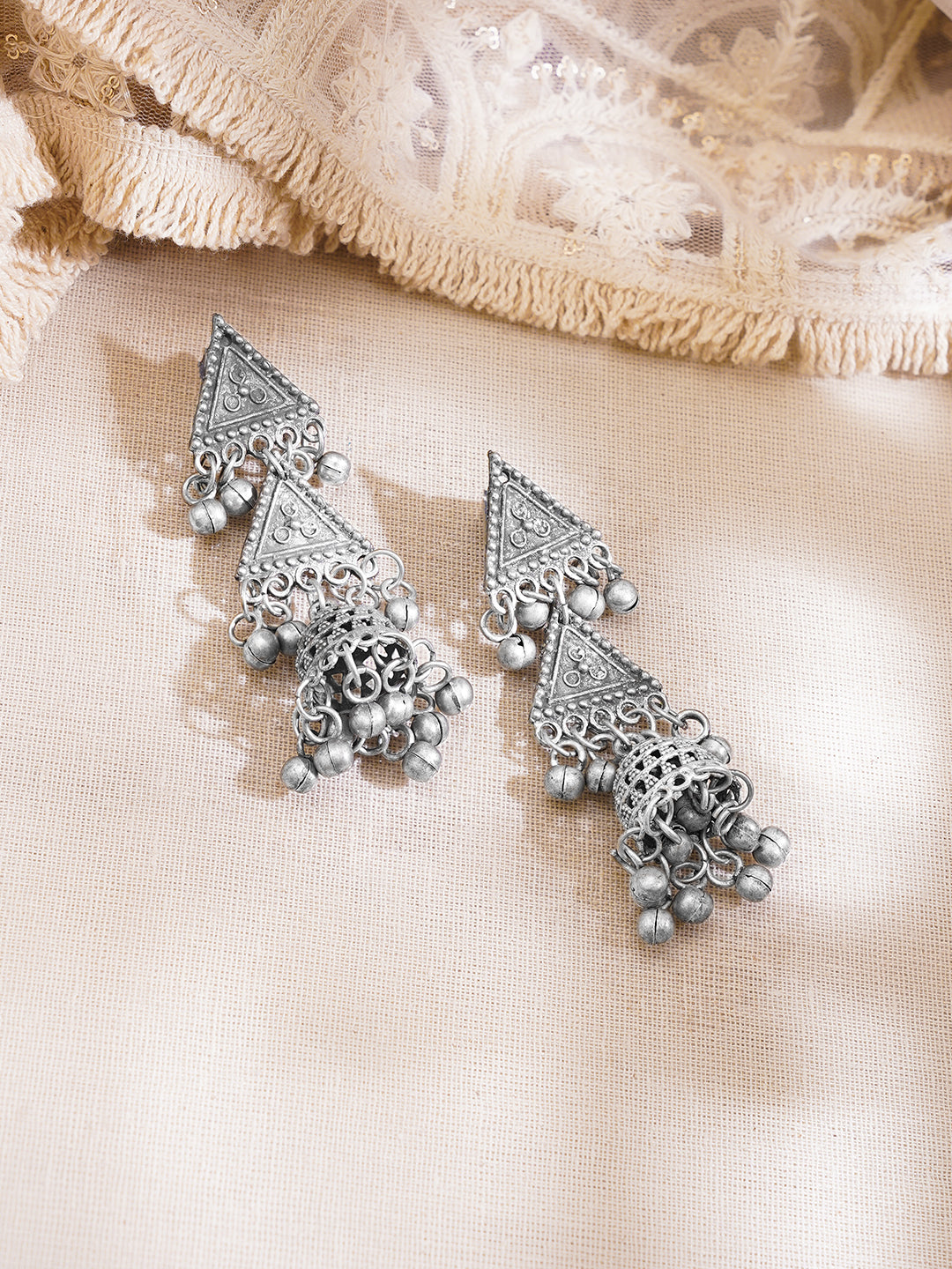 Oxidised Tribal Ghungroo Statement Necklace Set Length - 37 cm