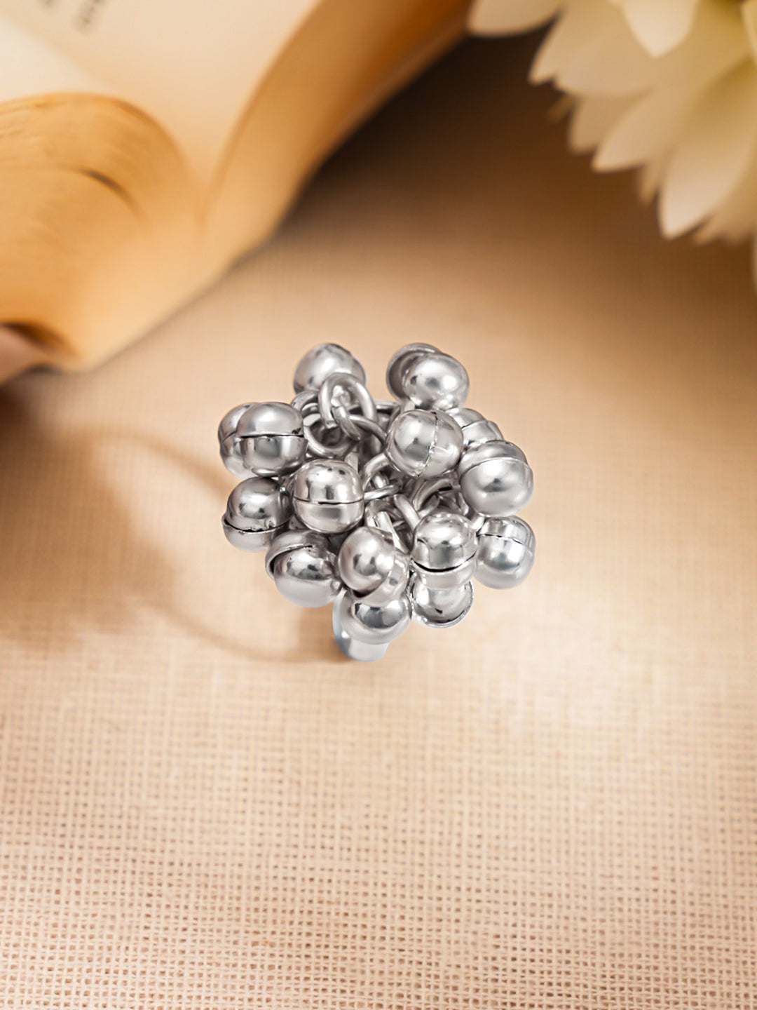 Silver Ghungroo Statement Adjustable Ring フリーサイズ