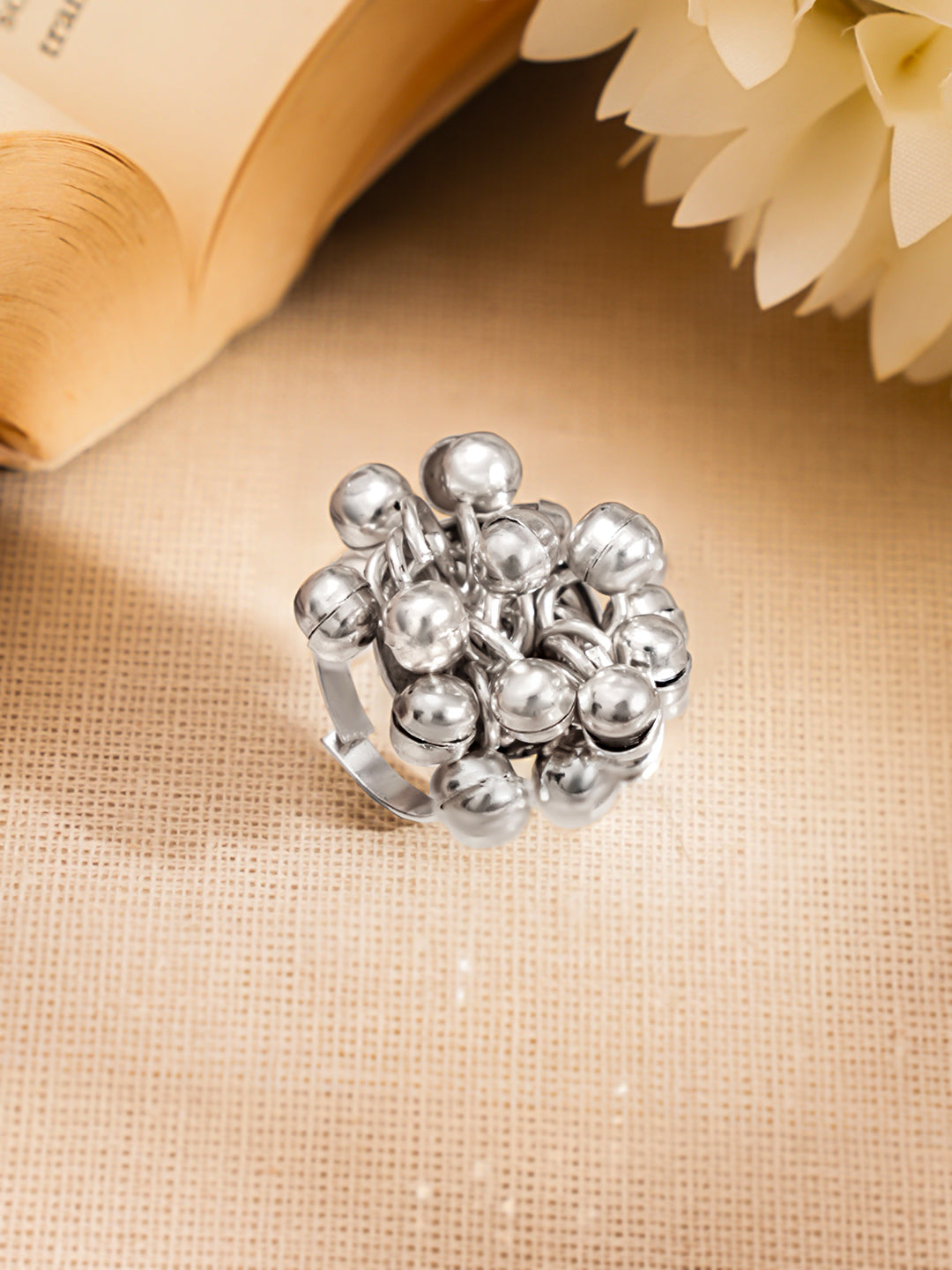 Silver Ghungroo Statement Adjustable Ring フリーサイズ