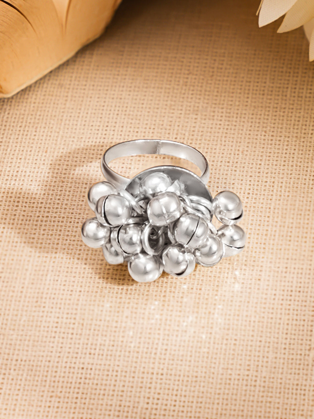 Silver Ghungroo Statement Adjustable Ring フリーサイズ