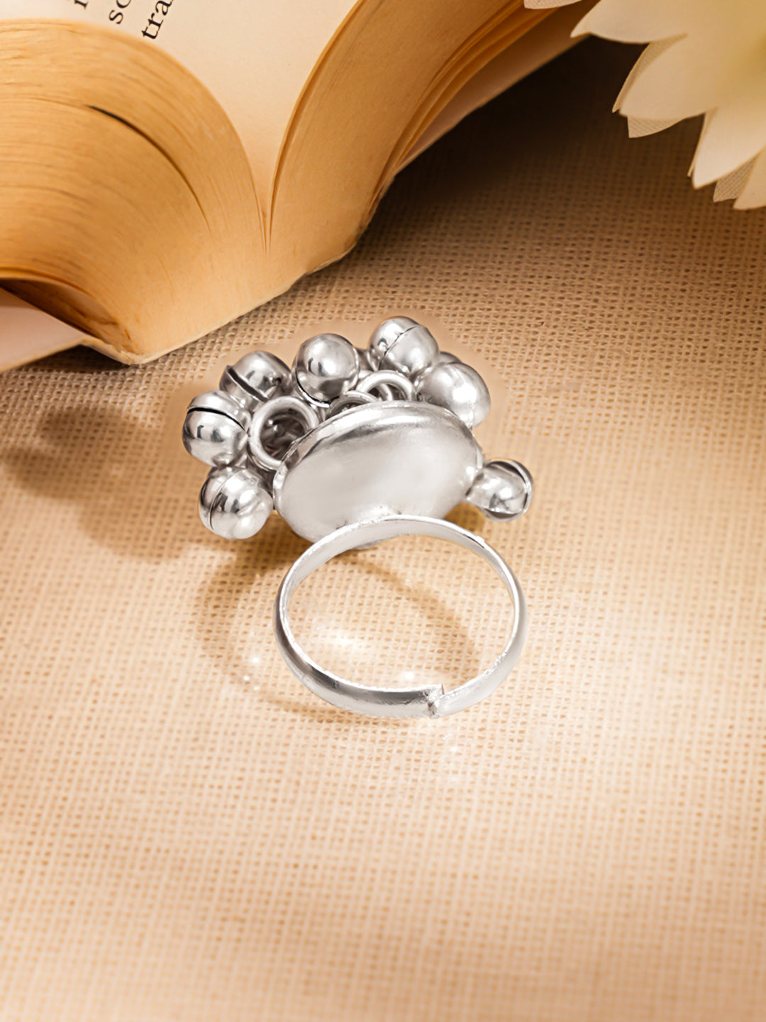 Silver Ghungroo Statement Adjustable Ring フリーサイズ