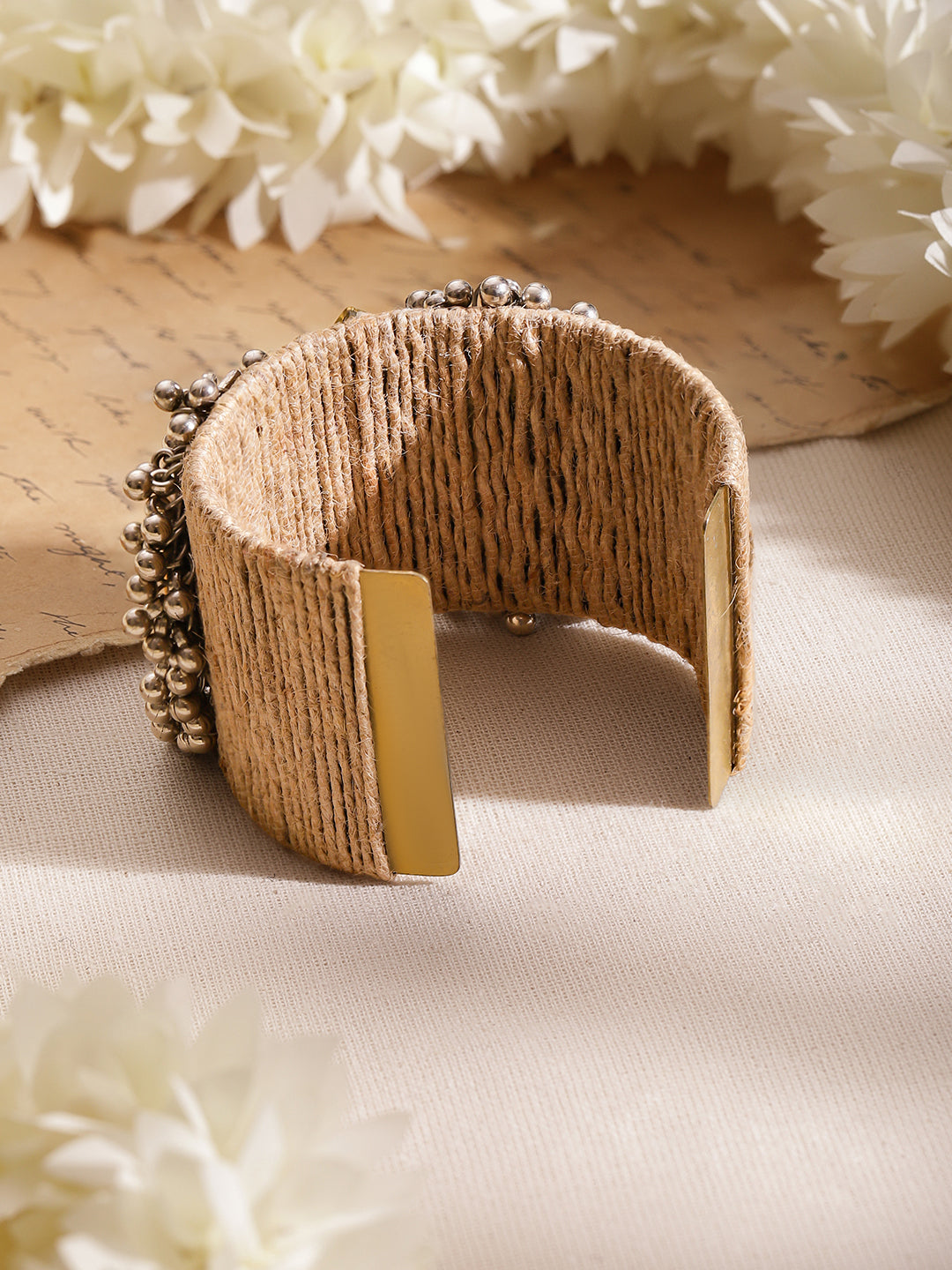 Rubans Women Brass Kundan Gold-Plated Cuff Bracelet フリーサイズ