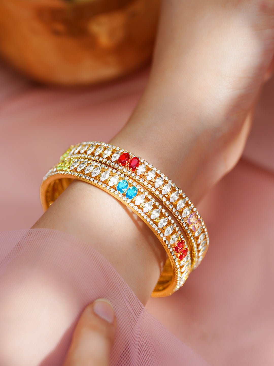 Set of 2 Multicolor Bloom Bangle Set 2.4 - Small
