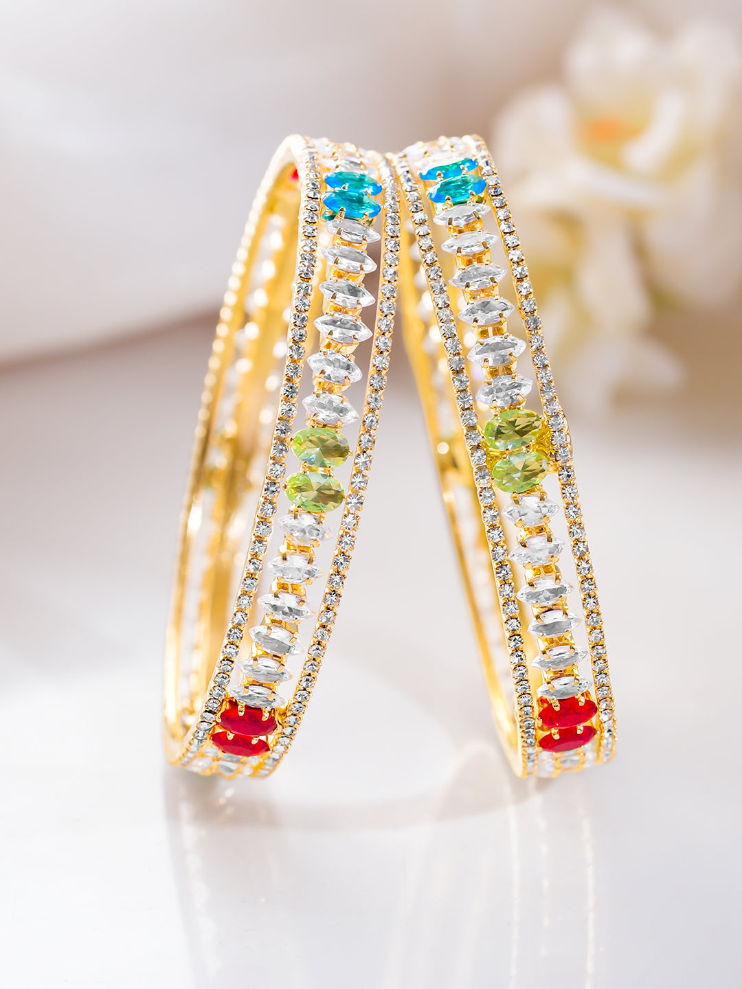 Set of 2 Multicolor Bloom Bangle Set 2.10 - Extra Large