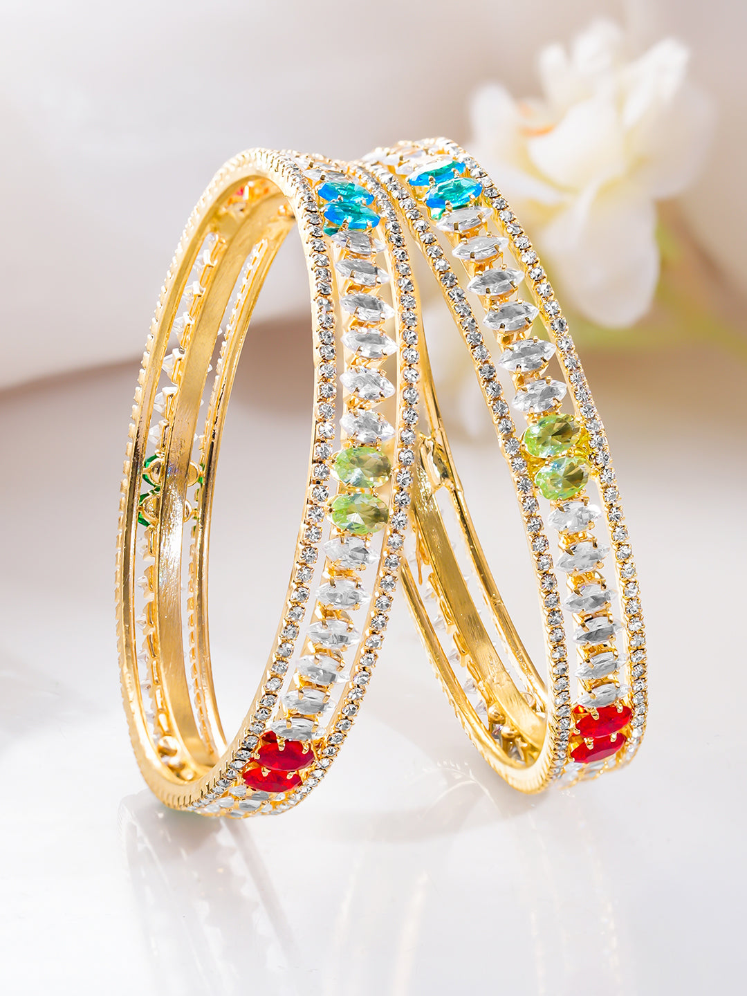 Set of 2 Multicolor Bloom Bangle Set 2.4 - Small