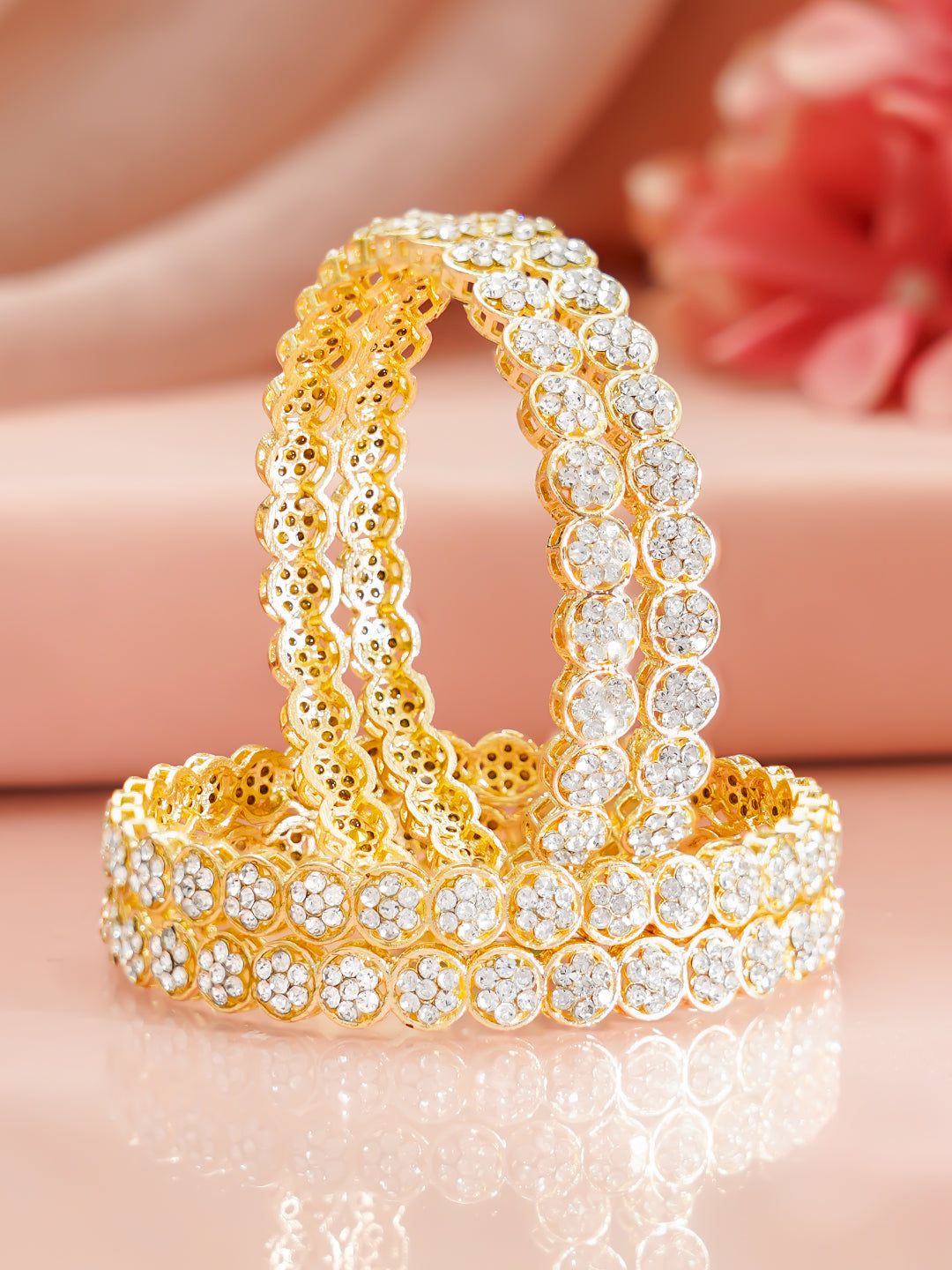 Celebration Glow Gold Plated Bangles 2.10 - Extra Large