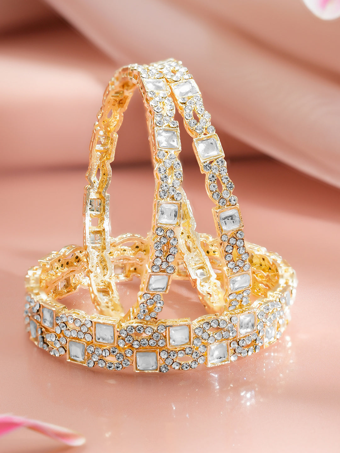 Kundan Crystal Embellished Designer Bangles 2.10 - Extra Large