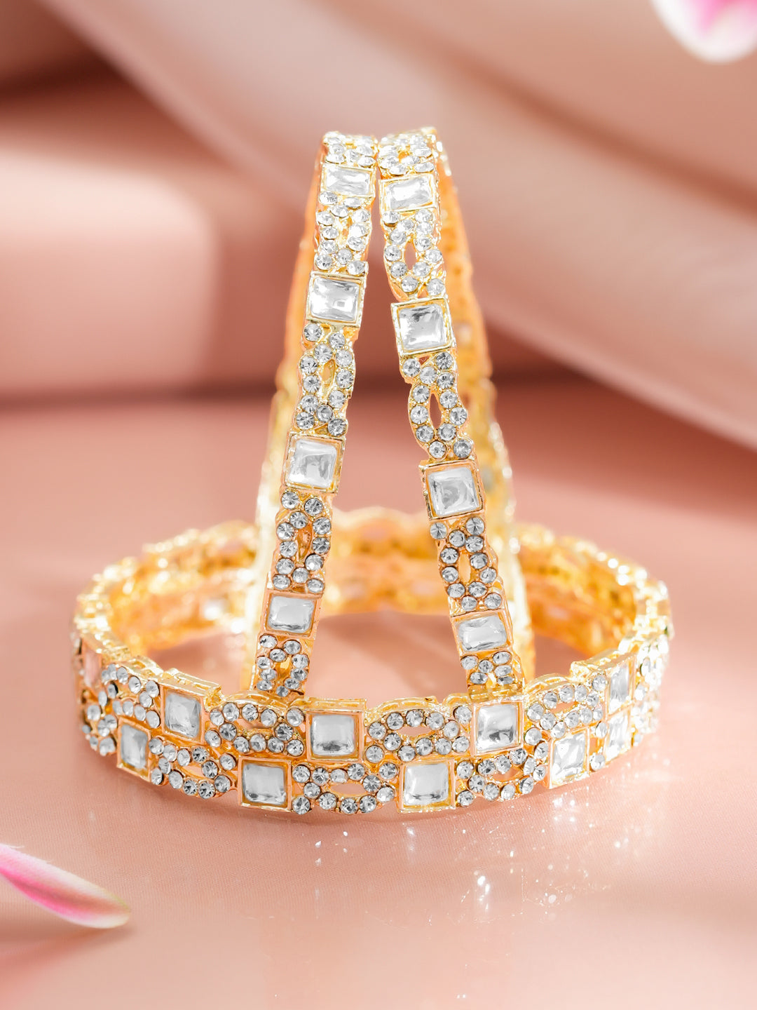 Kundan Crystal Embellished Designer Bangles 2.4 - Small