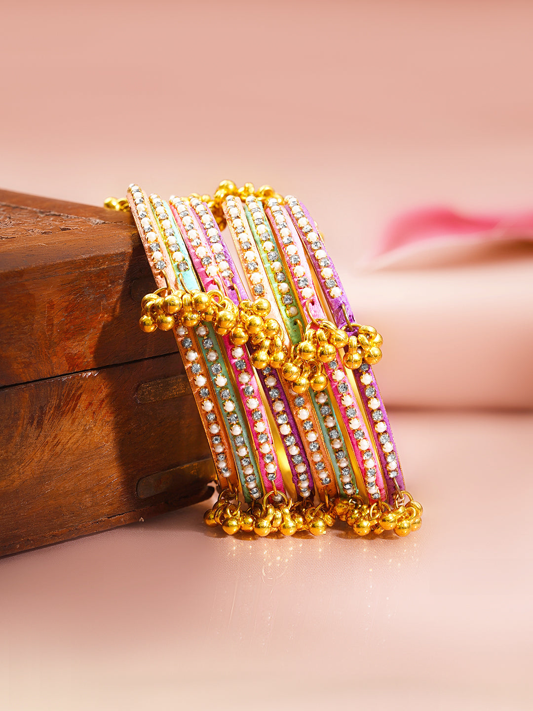 Kashmiri Multicolor Ghungroo Bangle Stack Set 2.8 - Large