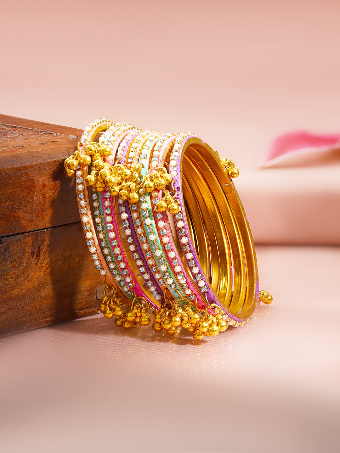 Kashmiri Multicolor Ghungroo Bangle Stack Set 2.6 - Medium