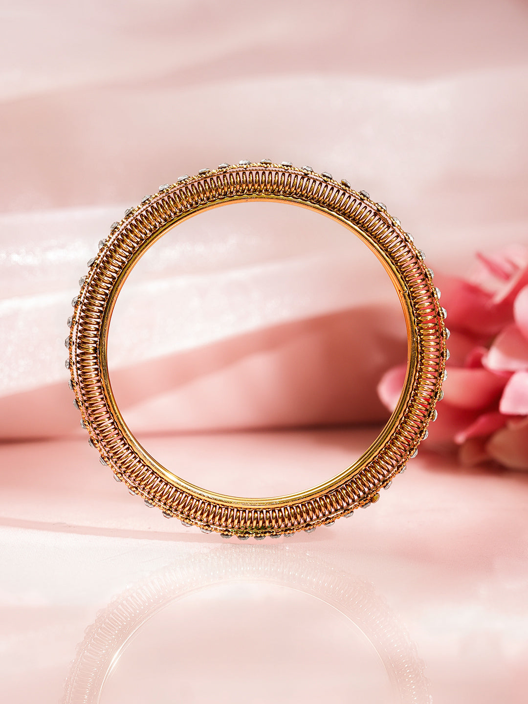 Crystal Luxe Stacked Gold Bangles 2.10 - Extra Large