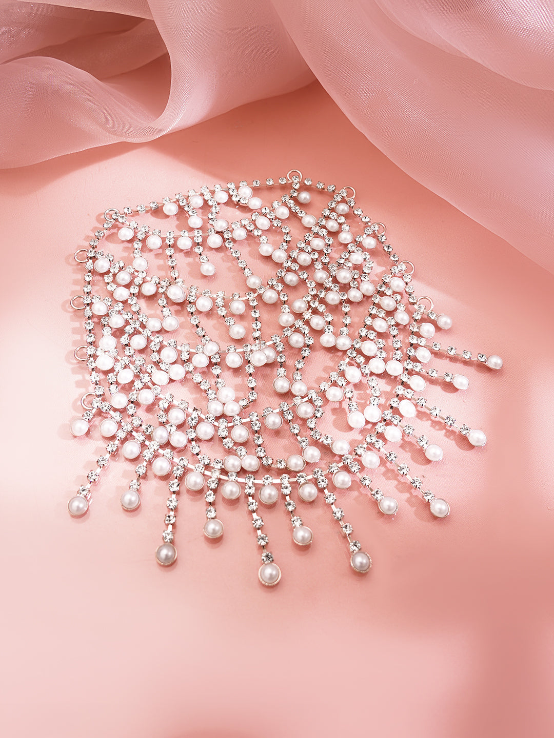 【Rubans】 Rhodium Plated American Diamond Zirconia Pearl Beaded Hair Brooch｜ロジウムメッキ アメリカンダイヤモンド パールビーズ ヘアブローチ