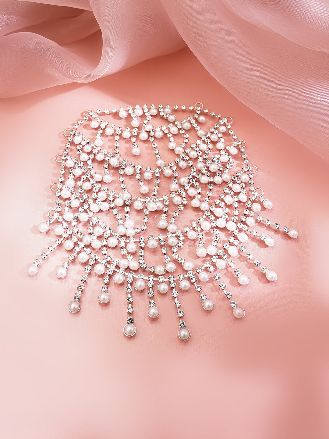 【Rubans】 Rhodium Plated American Diamond Zirconia Pearl Beaded Hair Brooch｜ロジウムメッキ アメリカンダイヤモンド パールビーズ ヘアブローチ