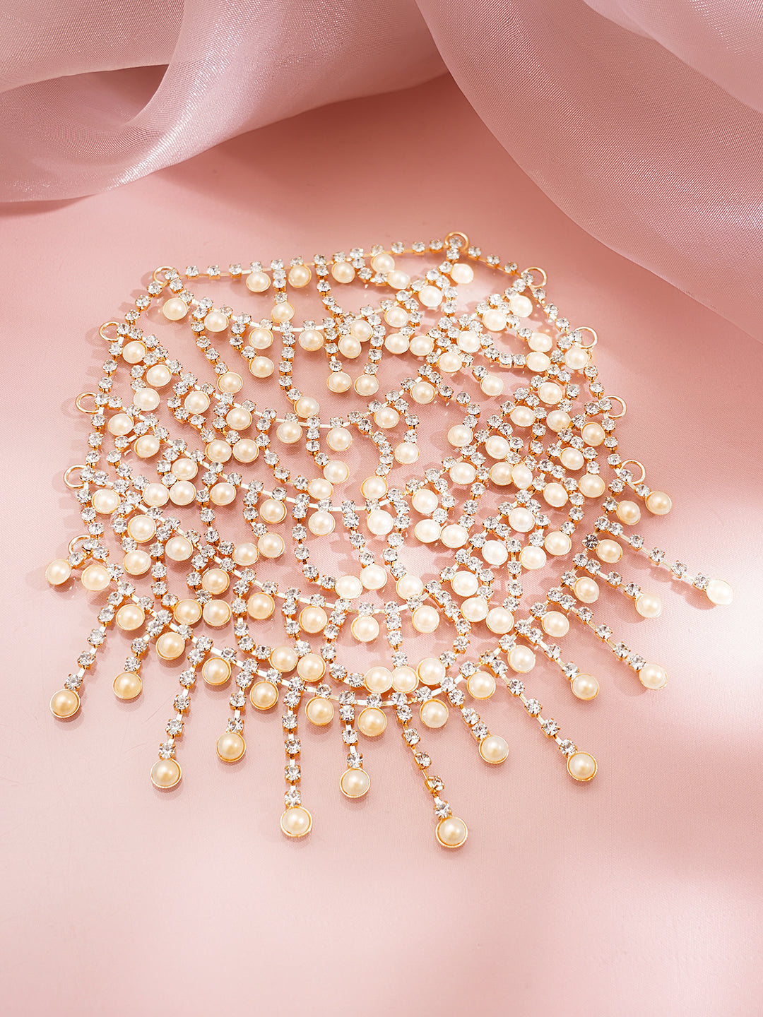 【Rubans】 Gold Plated American Diamond Zirconia Pearl Beaded Hair Brooch｜ゴールドメッキ アメリカンダイヤモンド ジルコニア パールビーズ ヘアブローチ