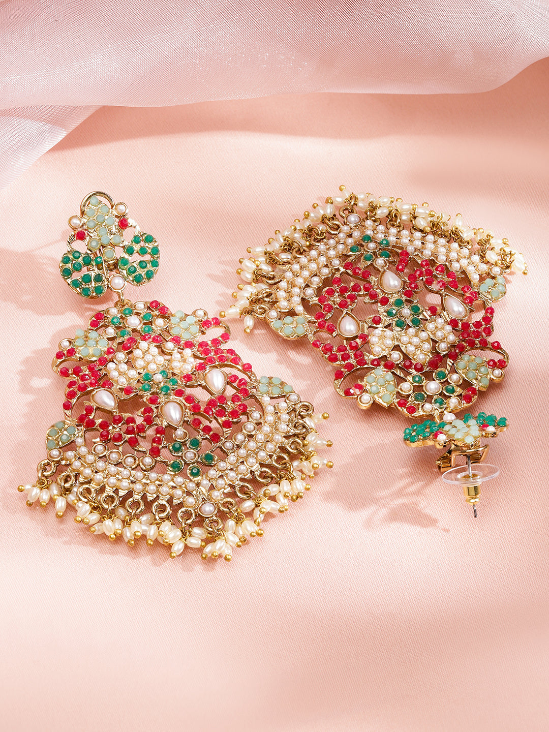Multicolor Gold Toned Pearl Dangler Earrings フリーサイズ